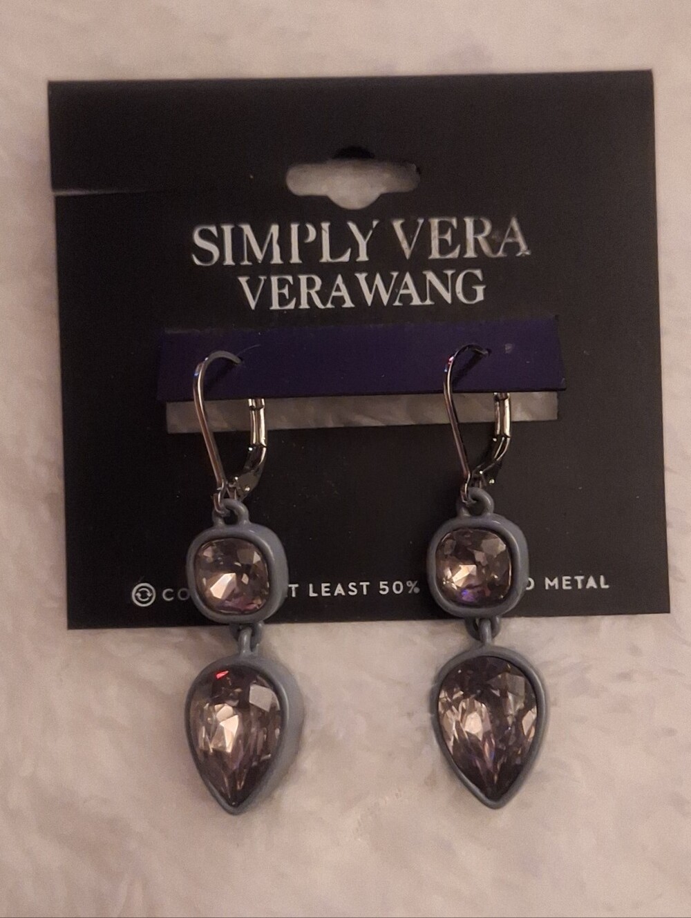 Simply Vera VeraWang earrings & necklace set in gray, 17" with 3" extension  NEW